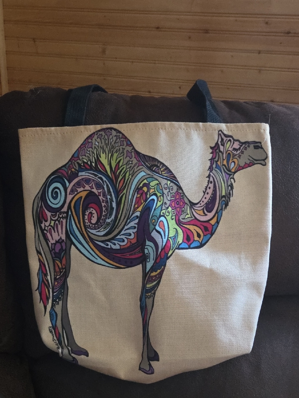Canvas Camel-Print Hobo Tote Bag - Multicolor